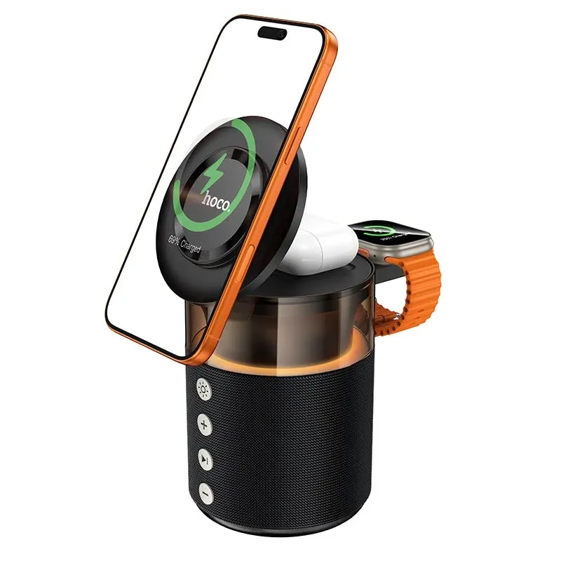 HOCO DWQ05 4-in-1 Magnetic Wireless Charging Station with Bluetooth Speaker