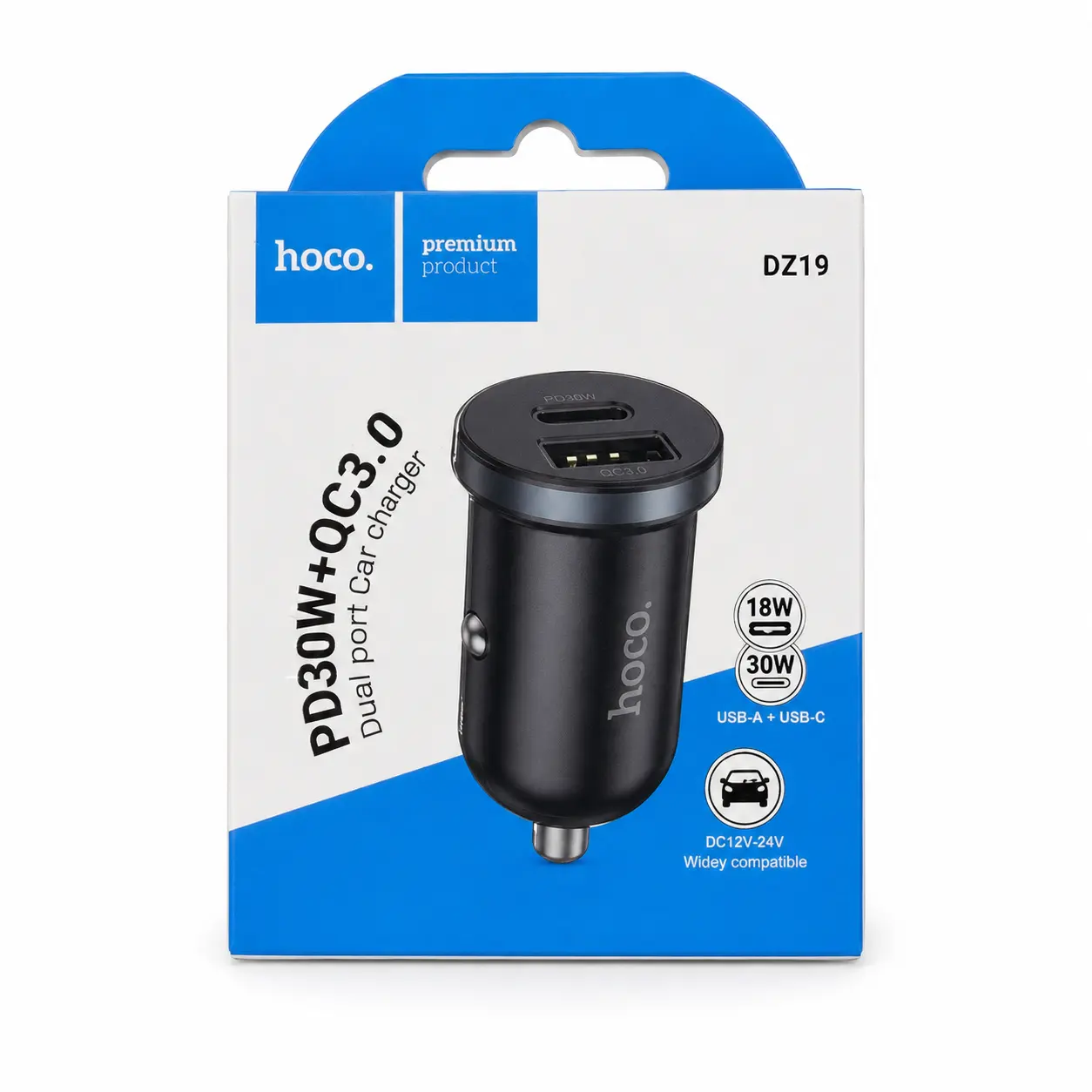 HOCO DZ19 PD30W+QC3.0 Dual Port Car Charger