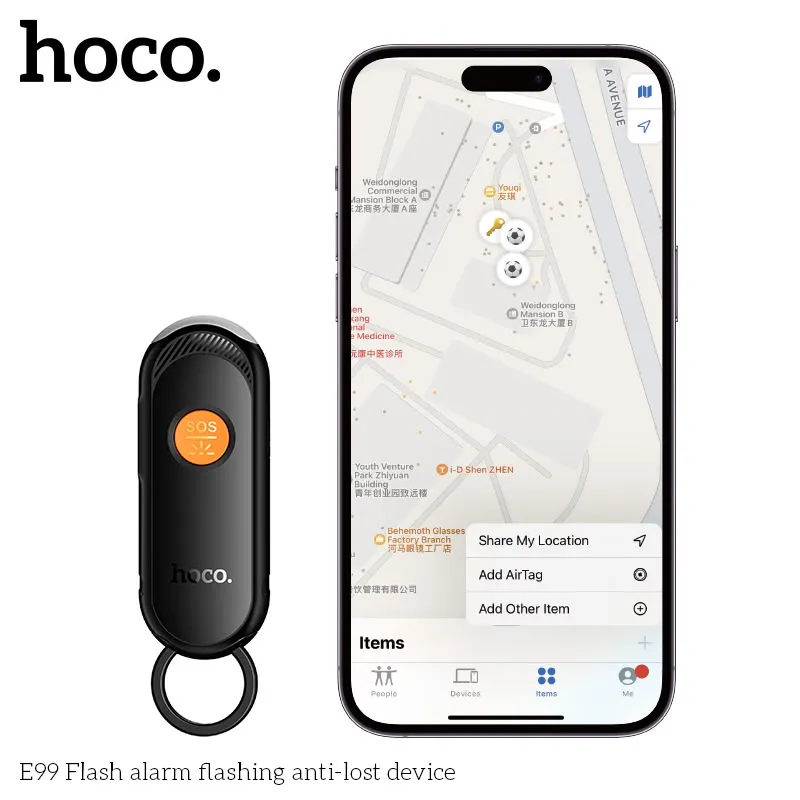 HOCO E99 Flash Alarm 3-in-1 Smart Anti-Lost Tracker (Apple Find My)