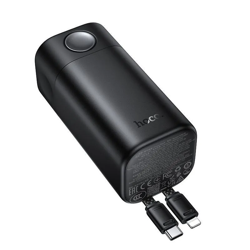 Hoco Q59 65W 20000mAh Laptop & Phone Power Bank with Two Built-in Cables - Black